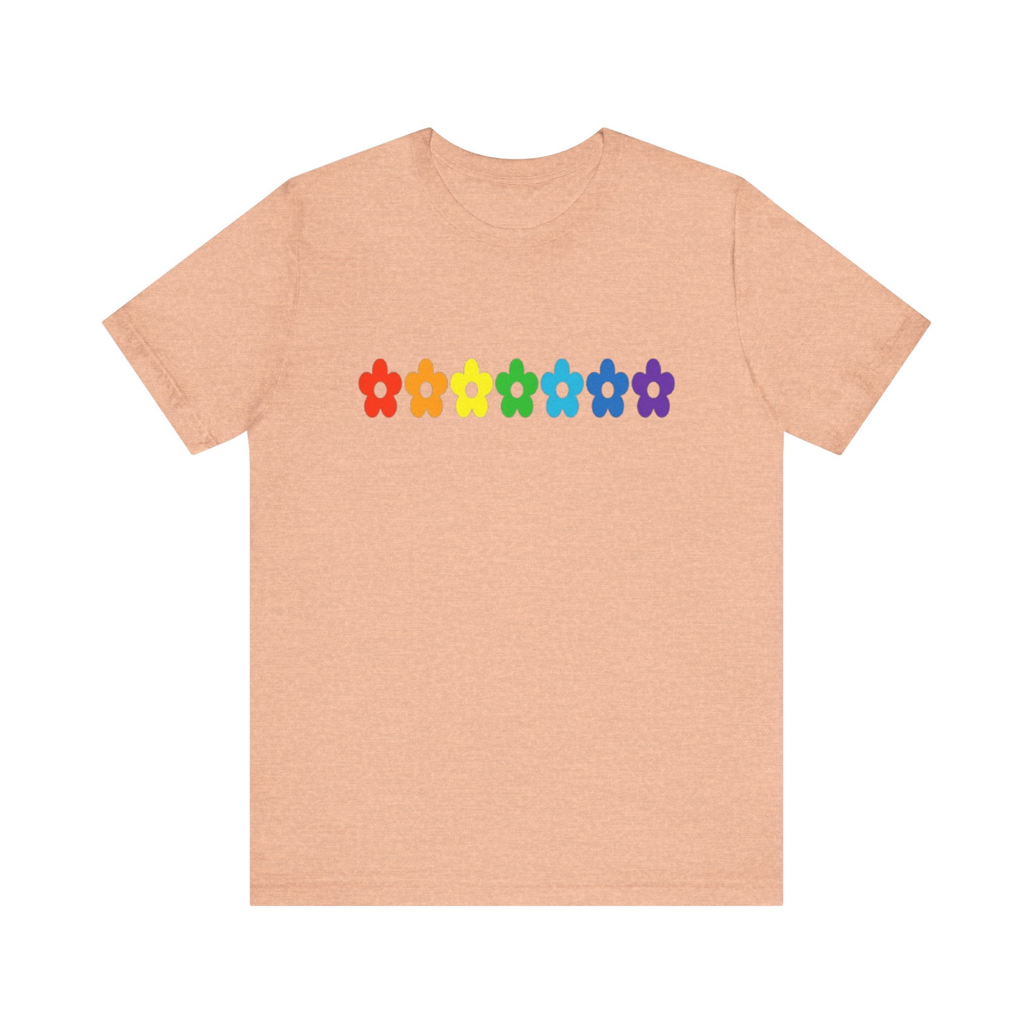 Rainbow Flower Row Tee | Pride Floral Graphic T-Shirt