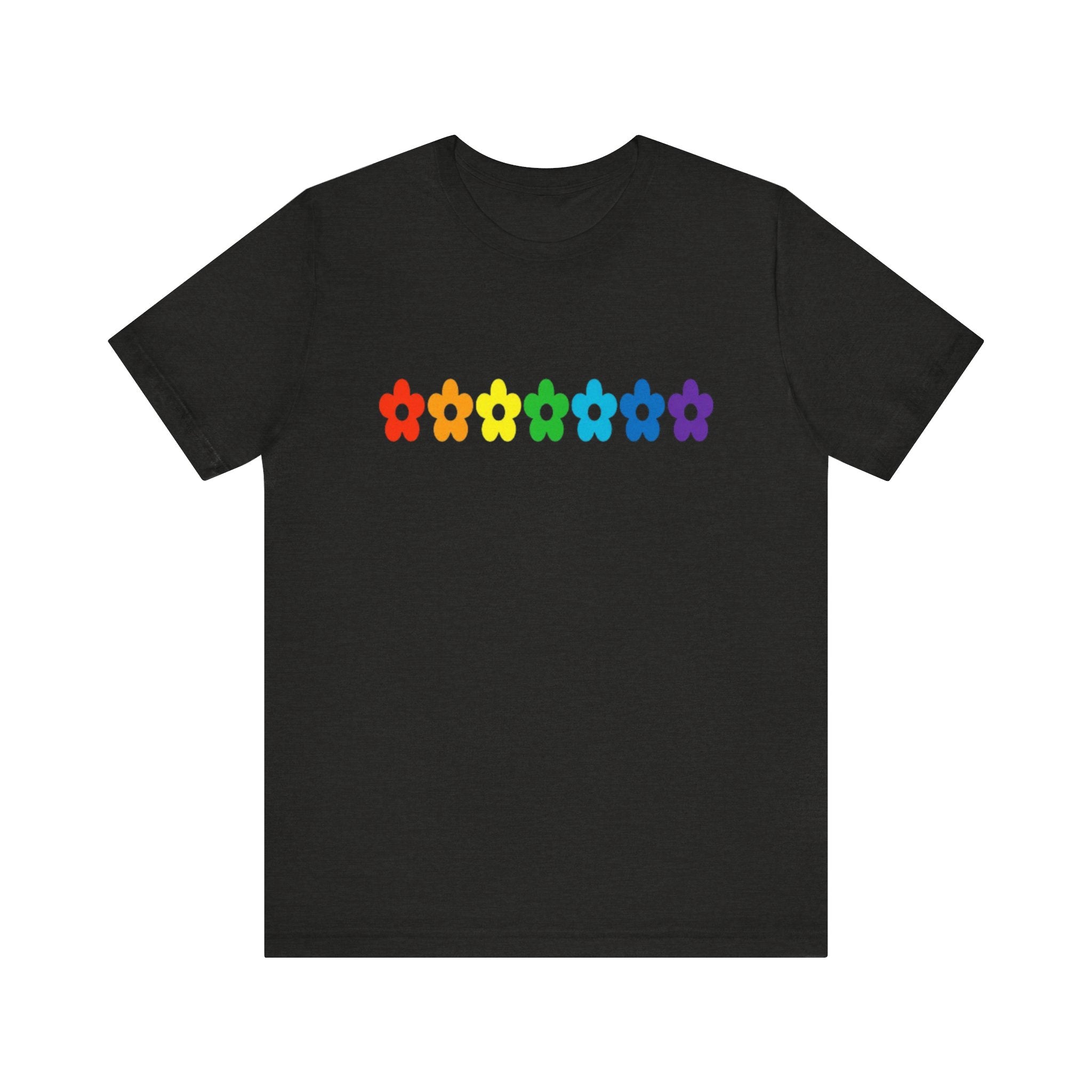 Rainbow Flower Row Tee | Pride Floral Graphic T-Shirt