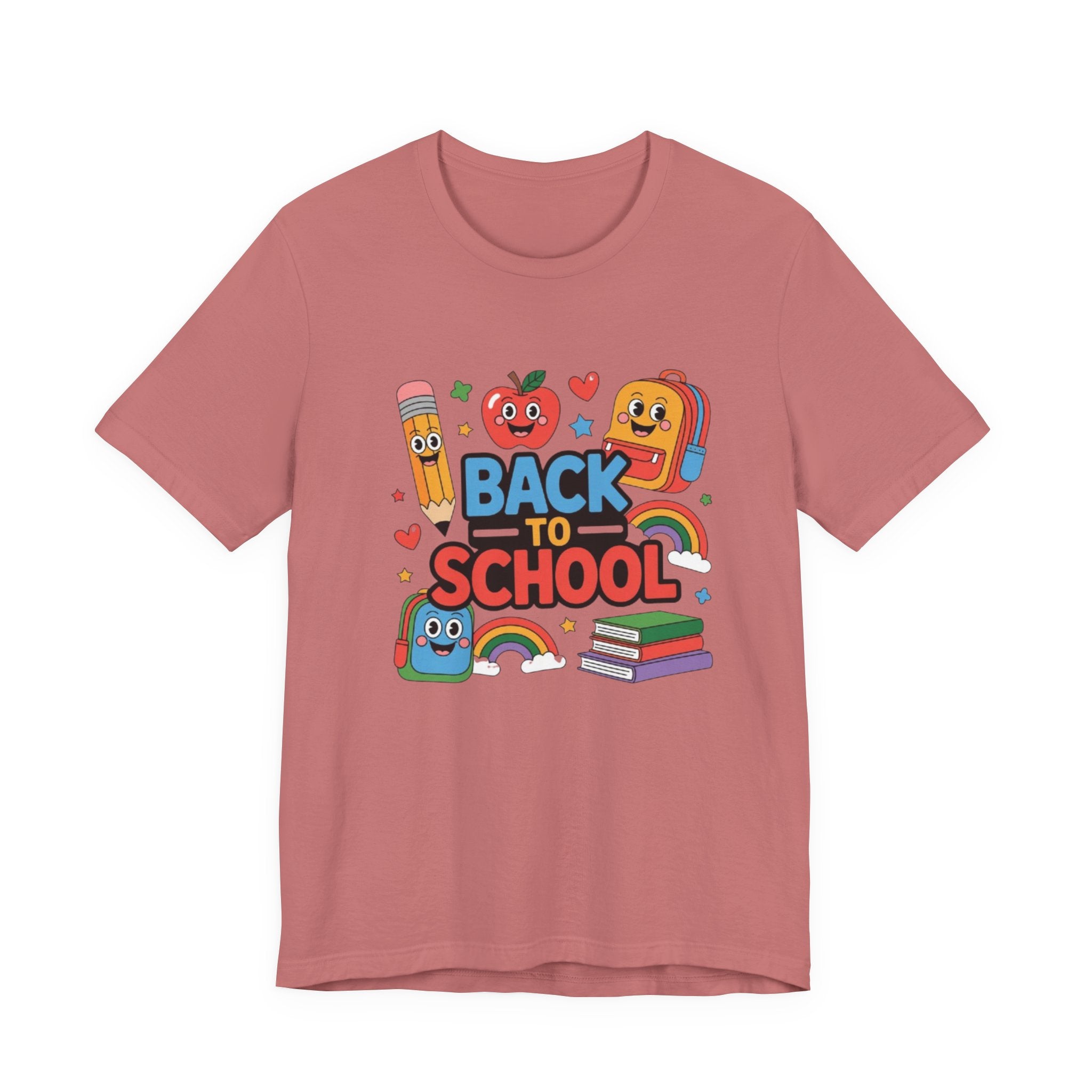 Back to School Cute Cartoon Characters T-Shirt | Pencil Apple Backpack Books|Gift Teacher shirt| School shirt|Teacher shirt