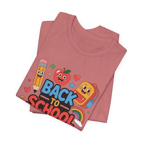 Back to School Cute Cartoon Characters T-Shirt | Pencil Apple Backpack Books|Gift Teacher shirt| School shirt|Teacher shirt