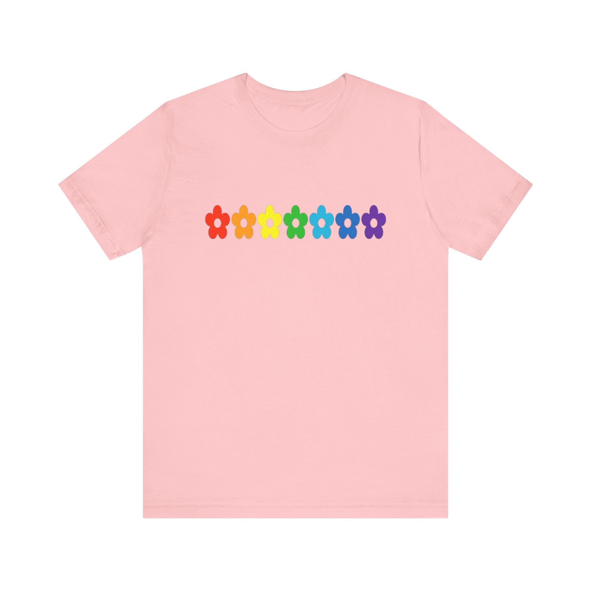 Rainbow Flower Row Tee | Pride Floral Graphic T-Shirt