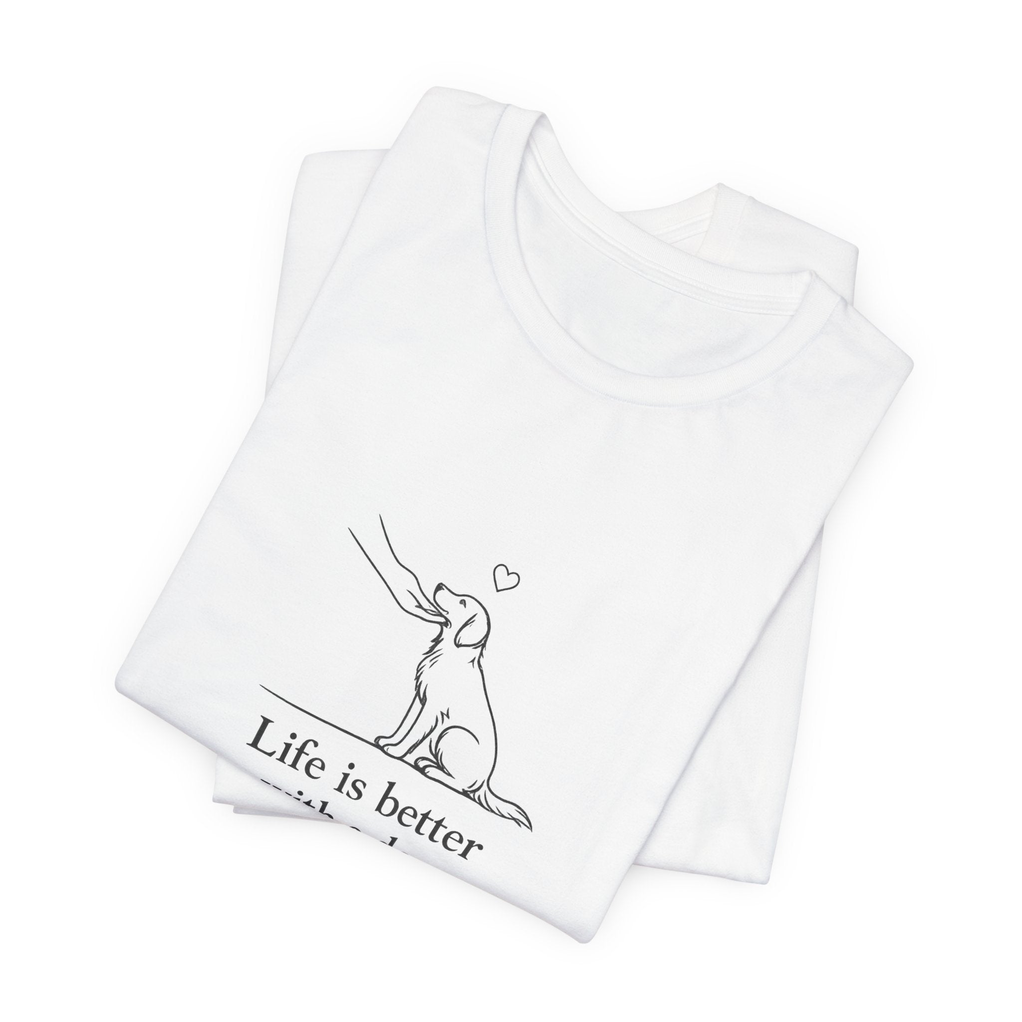 Life Is Better With a Dog tee | Dog Outline Illustration T-Shirt| Dog lover T-Shirt| Pet lover T-Shirt