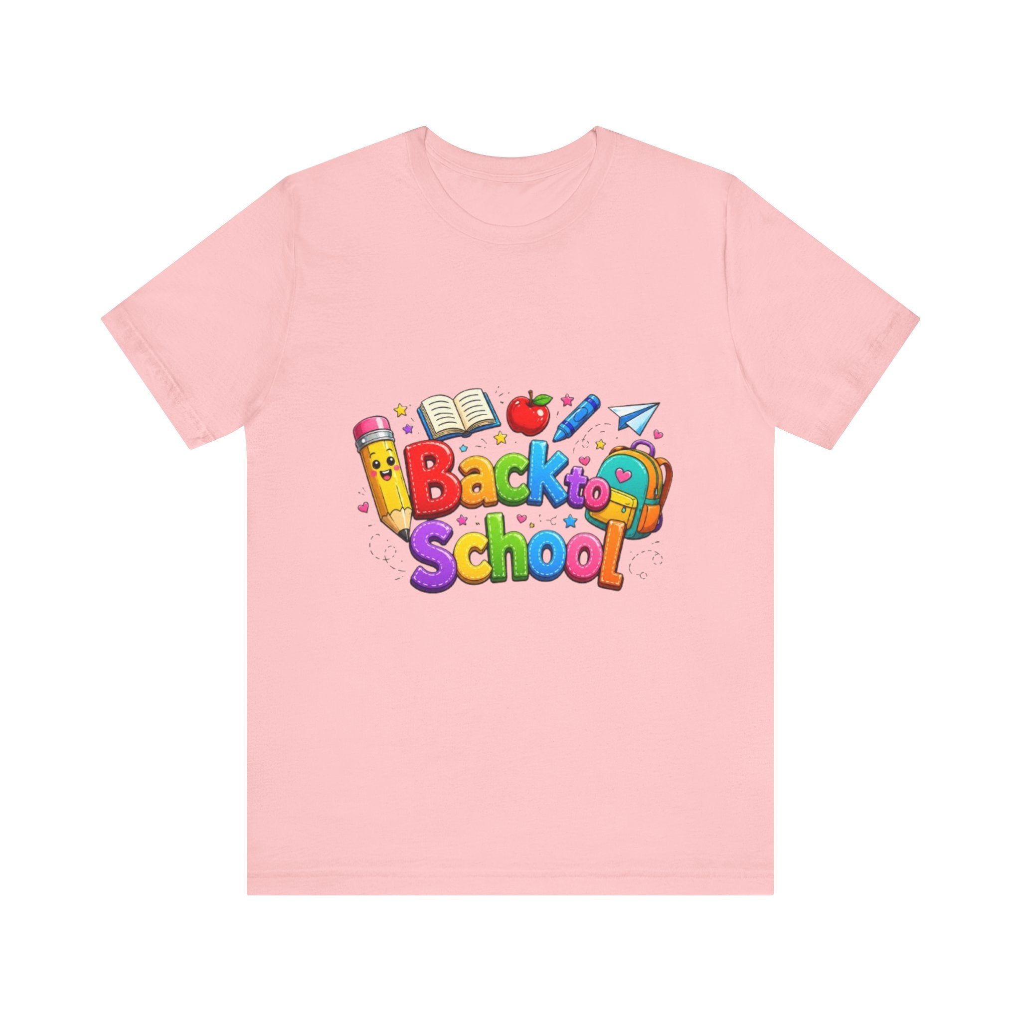 Back to School cartoon graphic Tee | Pencil, apple, books design