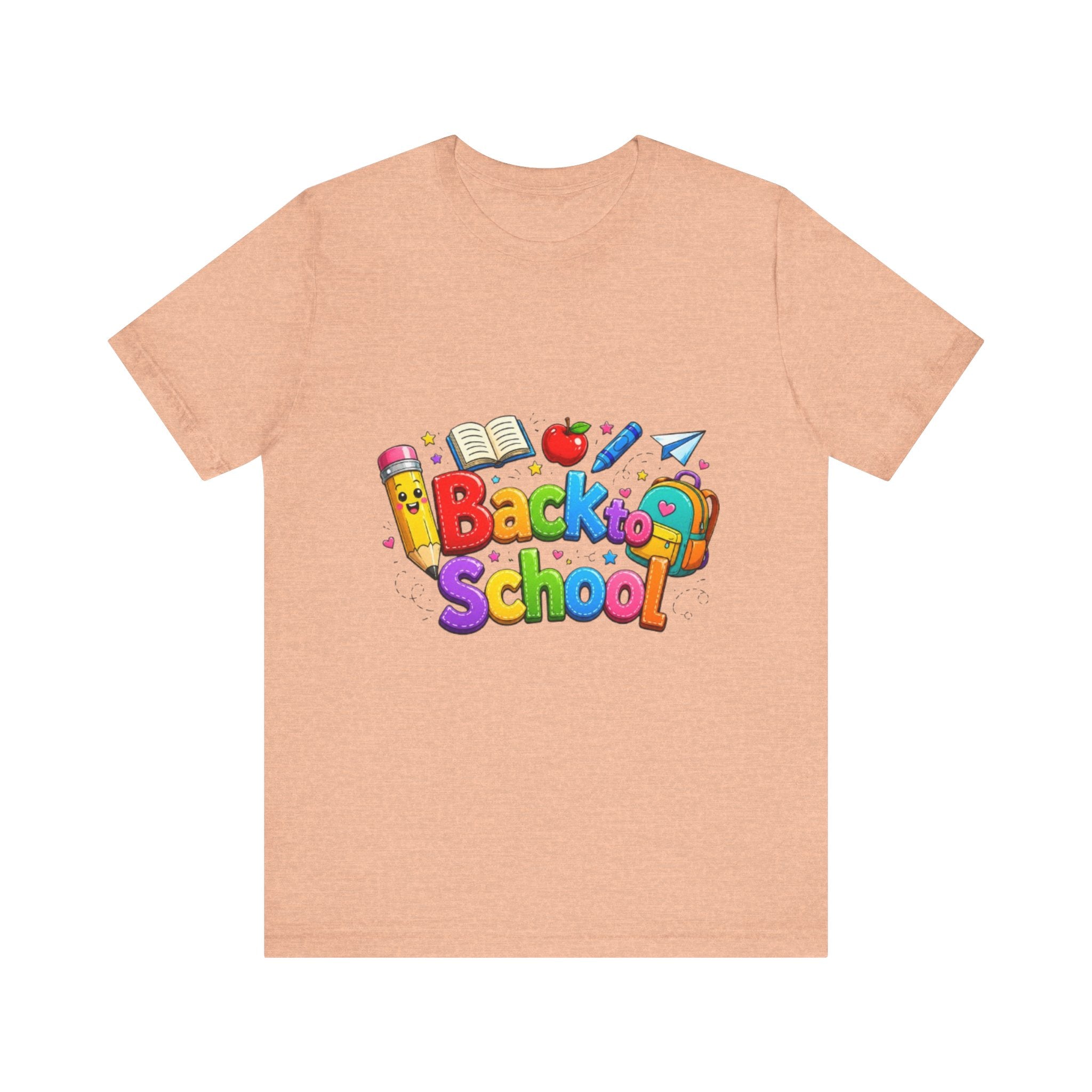 Back to School cartoon graphic Tee | Pencil, apple, books design