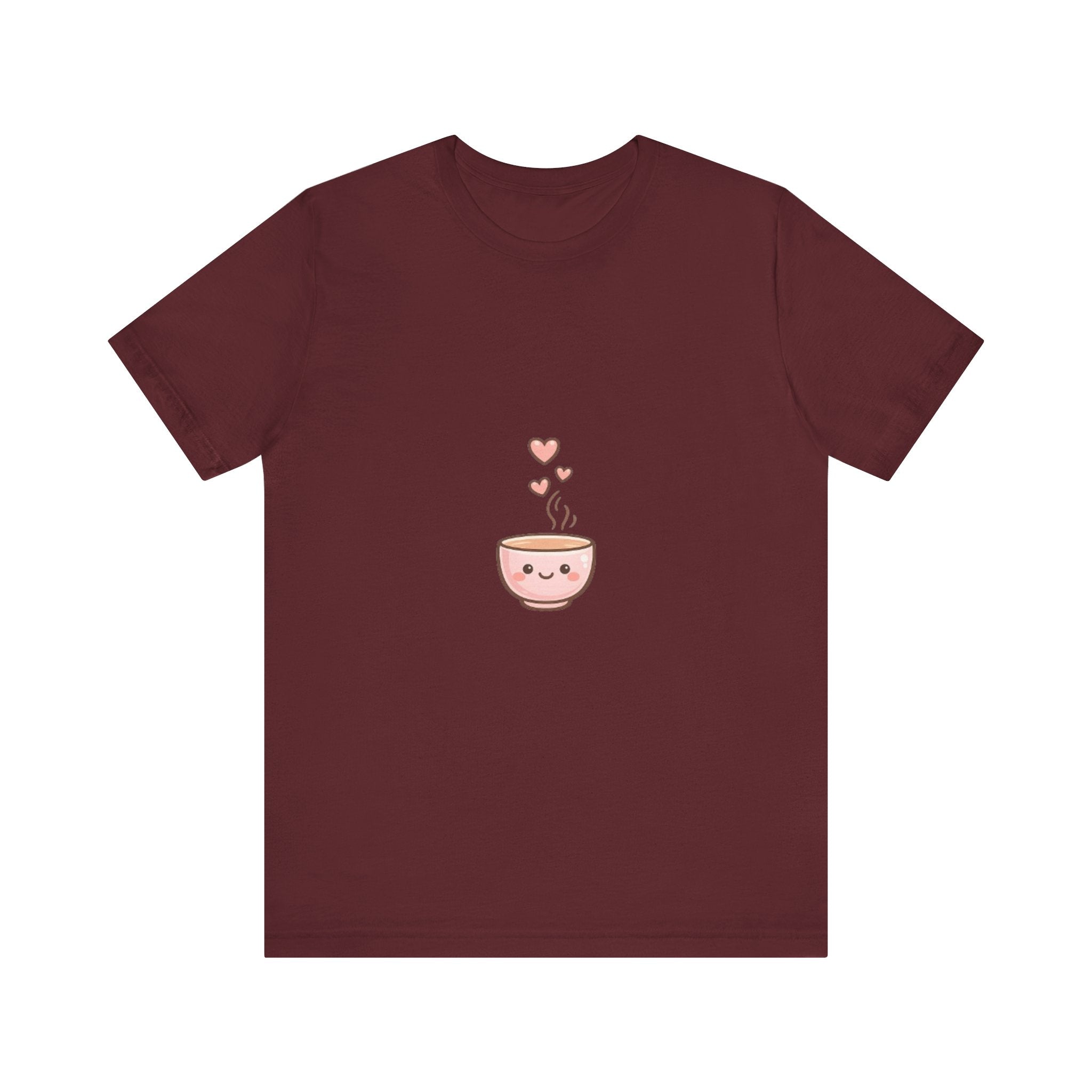 Cute Kawaii Coffee Cup T-Shirt | Smiling Mug with Hearts