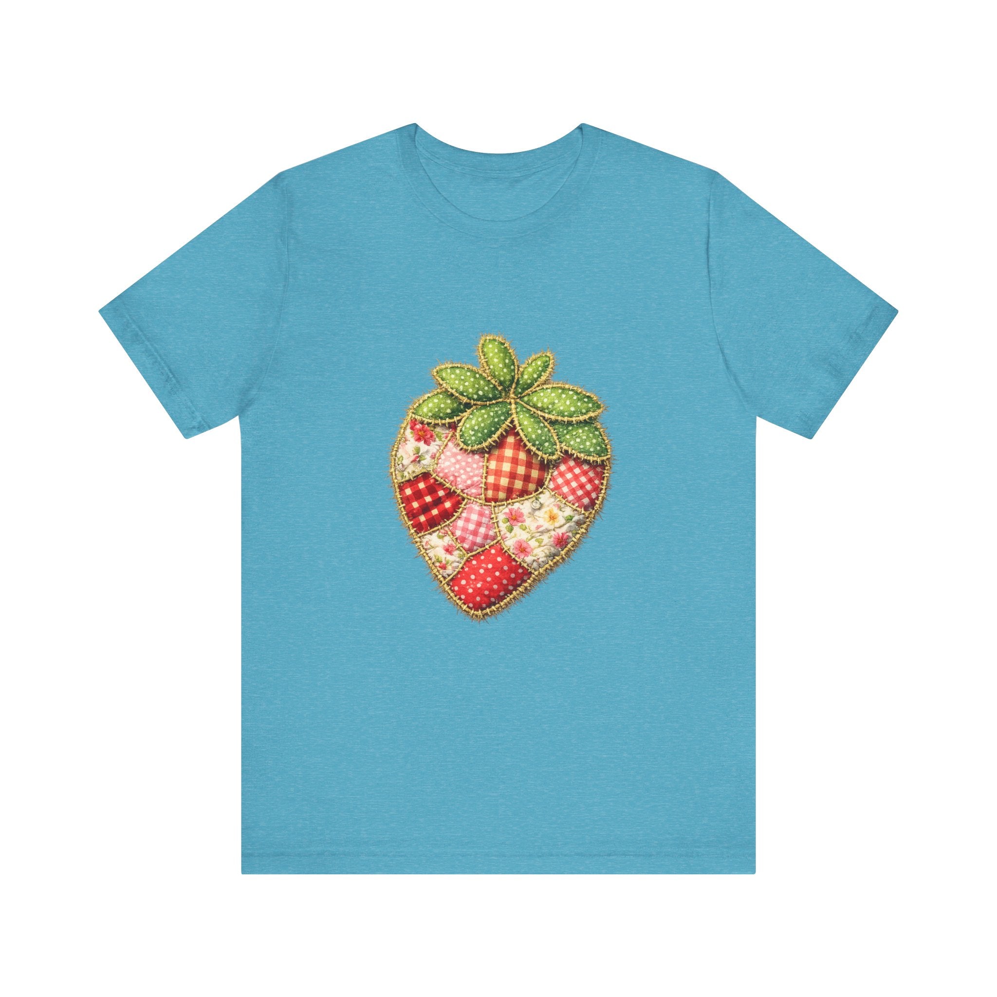Custom Fruit Shirt  | Patchwork Strawberry Tee | Quilted Heart Fruit Illustration Tee