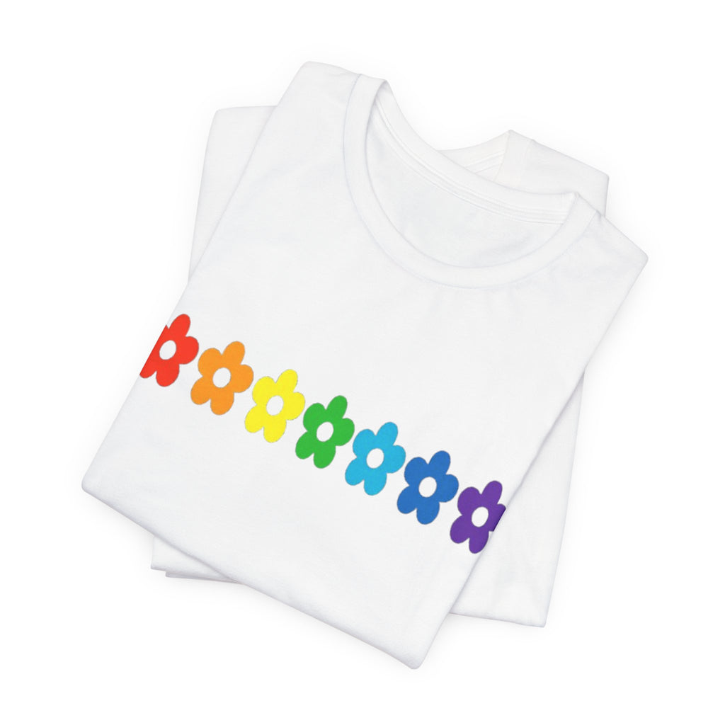 Rainbow Flower Row Tee | Pride Floral Graphic T-Shirt