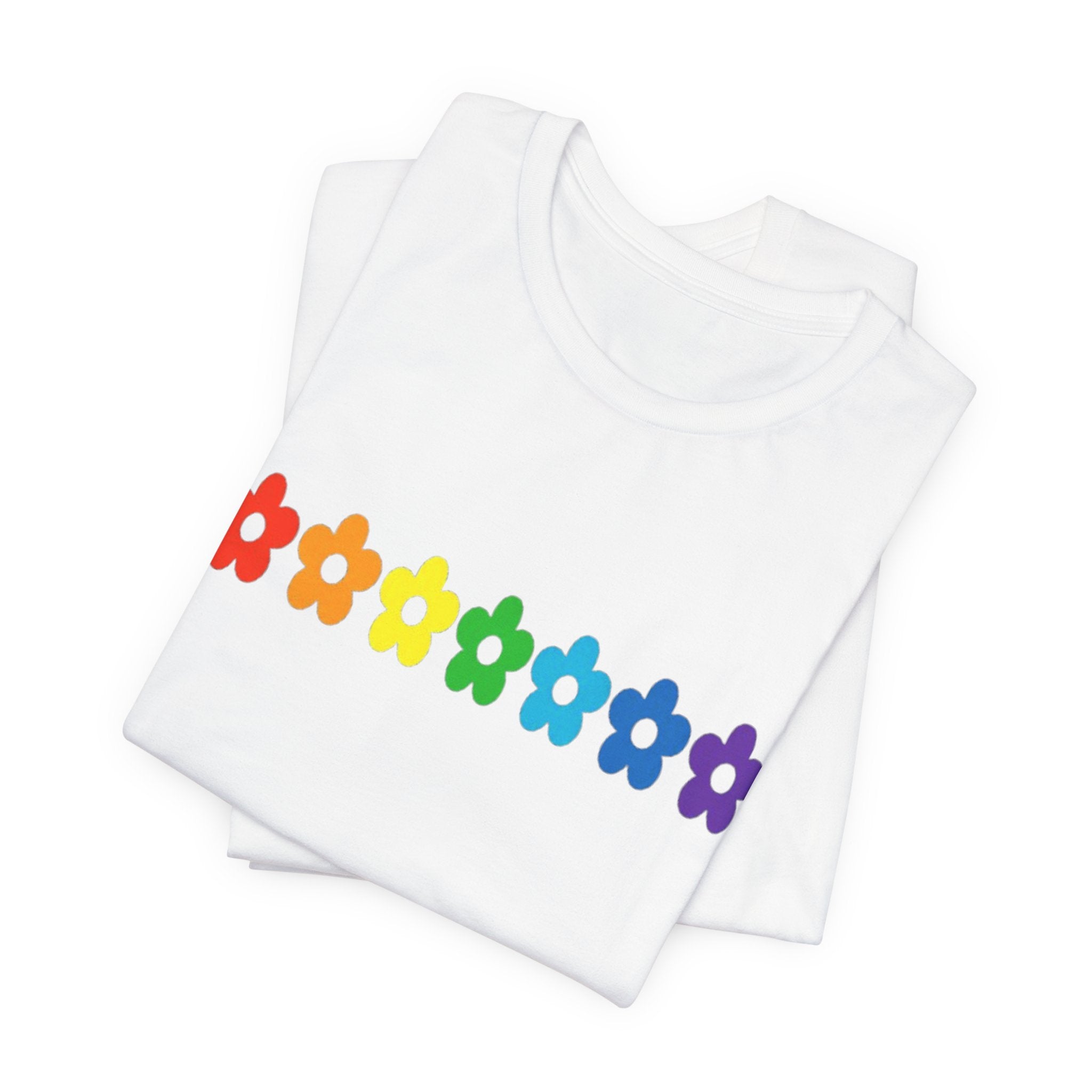 Rainbow Flower Row Tee | Pride Floral Graphic T-Shirt