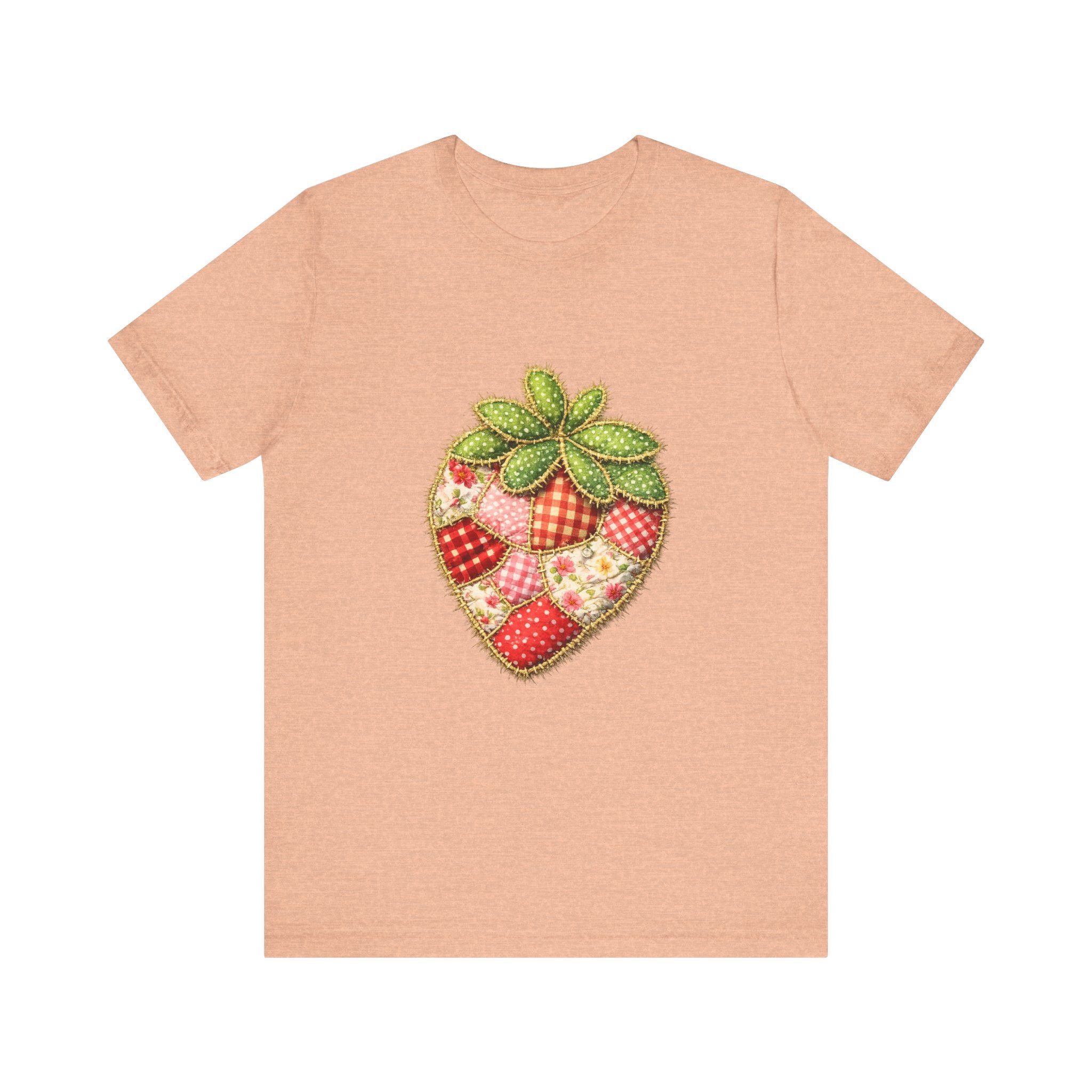 Custom Fruit Shirt  | Patchwork Strawberry Tee | Quilted Heart Fruit Illustration Tee