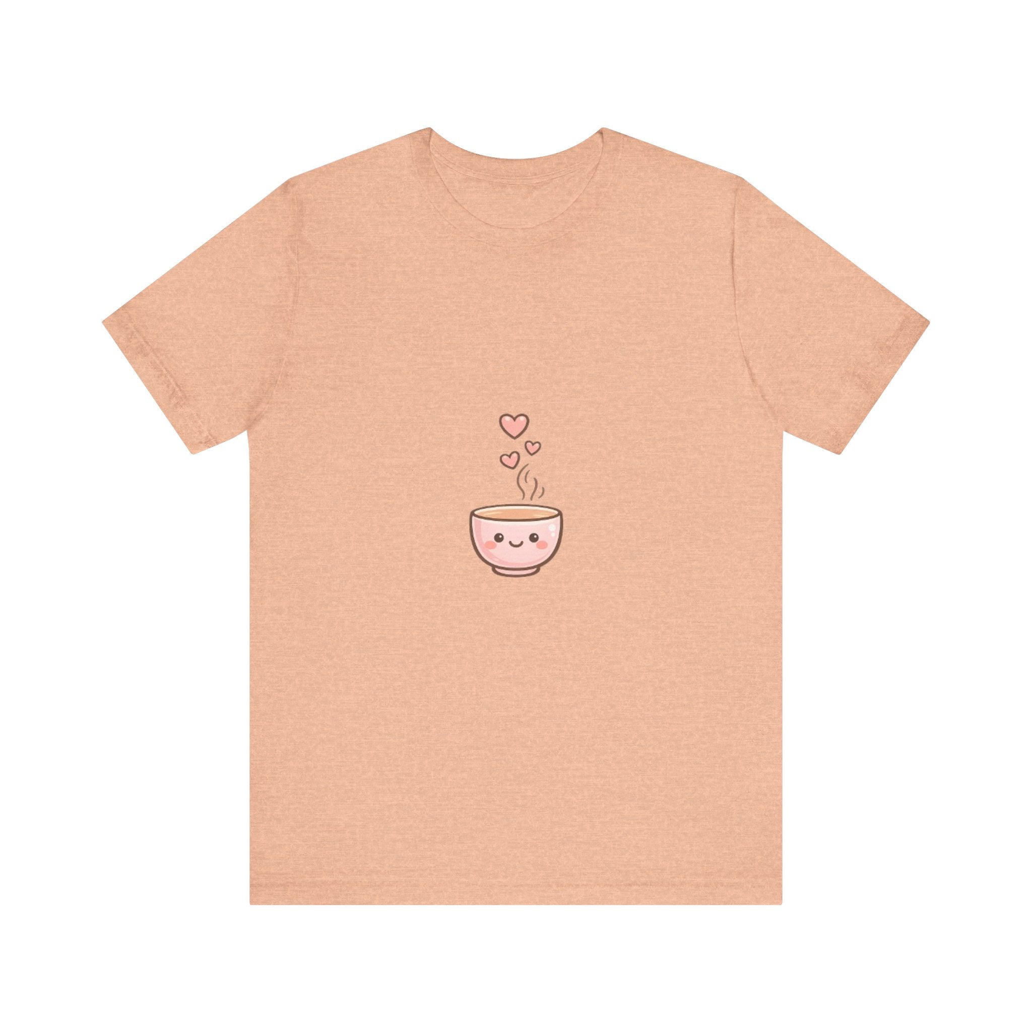 Cute Kawaii Coffee Cup T-Shirt | Smiling Mug with Hearts