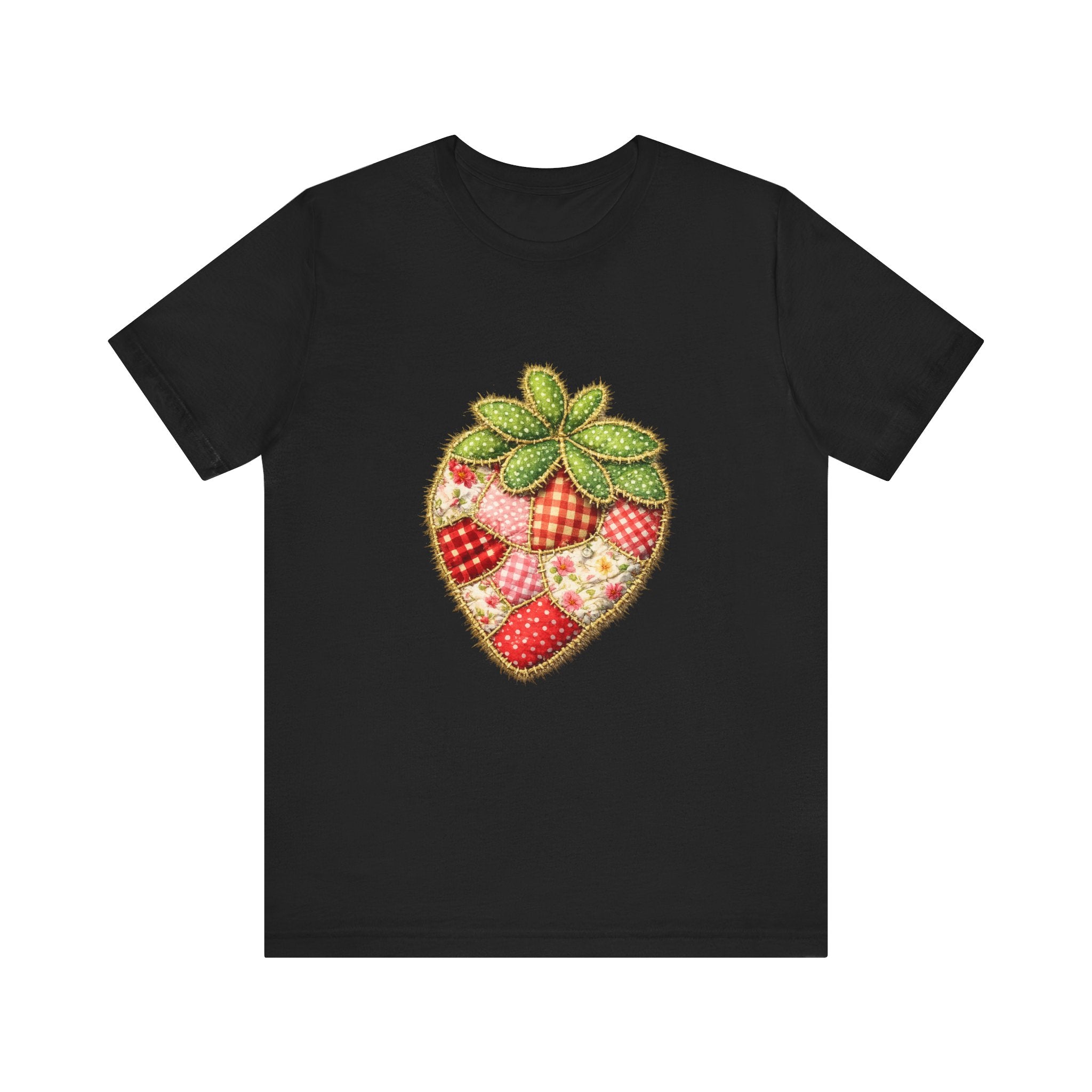 Custom Fruit Shirt  | Patchwork Strawberry Tee | Quilted Heart Fruit Illustration Tee