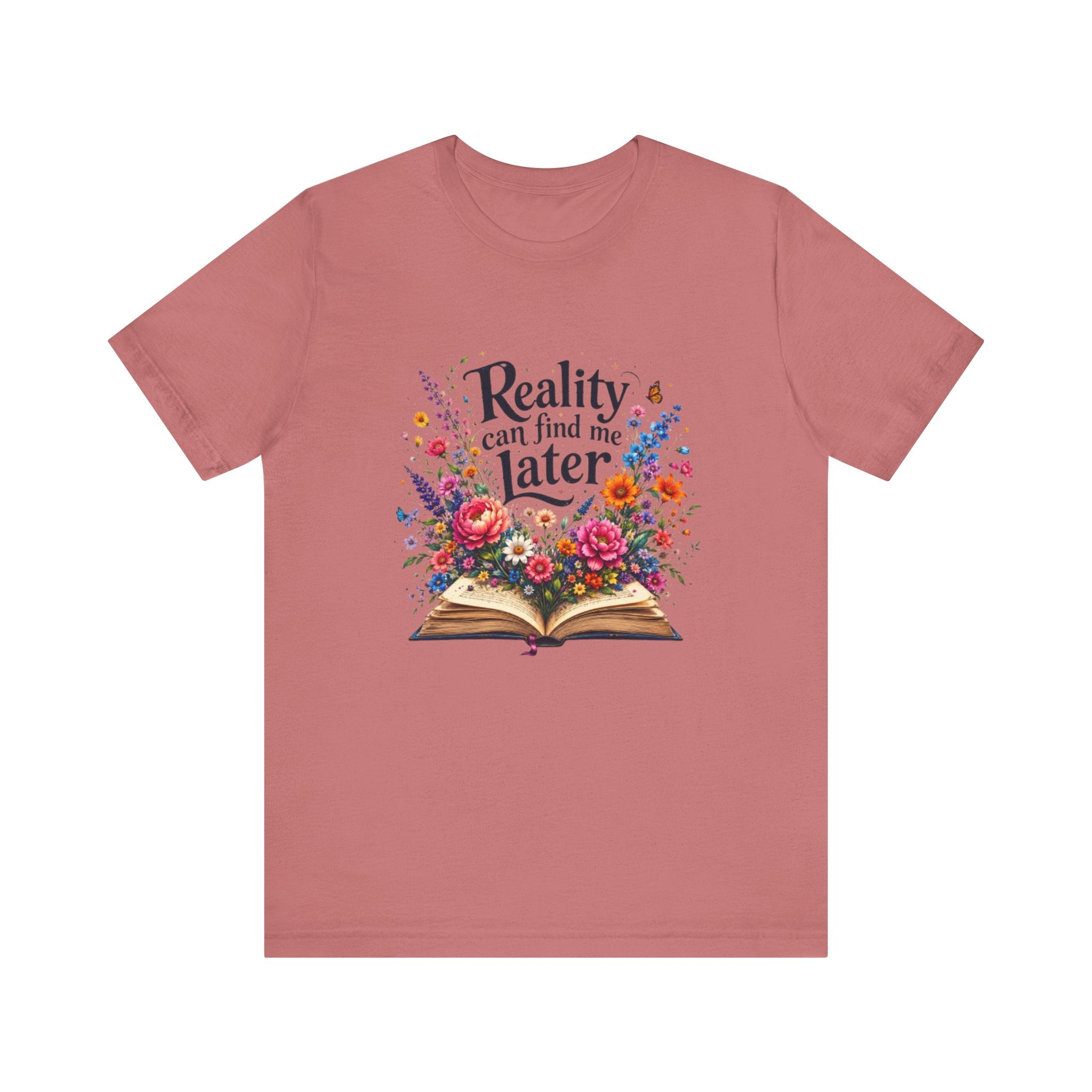 Reality Can Find Me Later tee | Open Book Floral Design