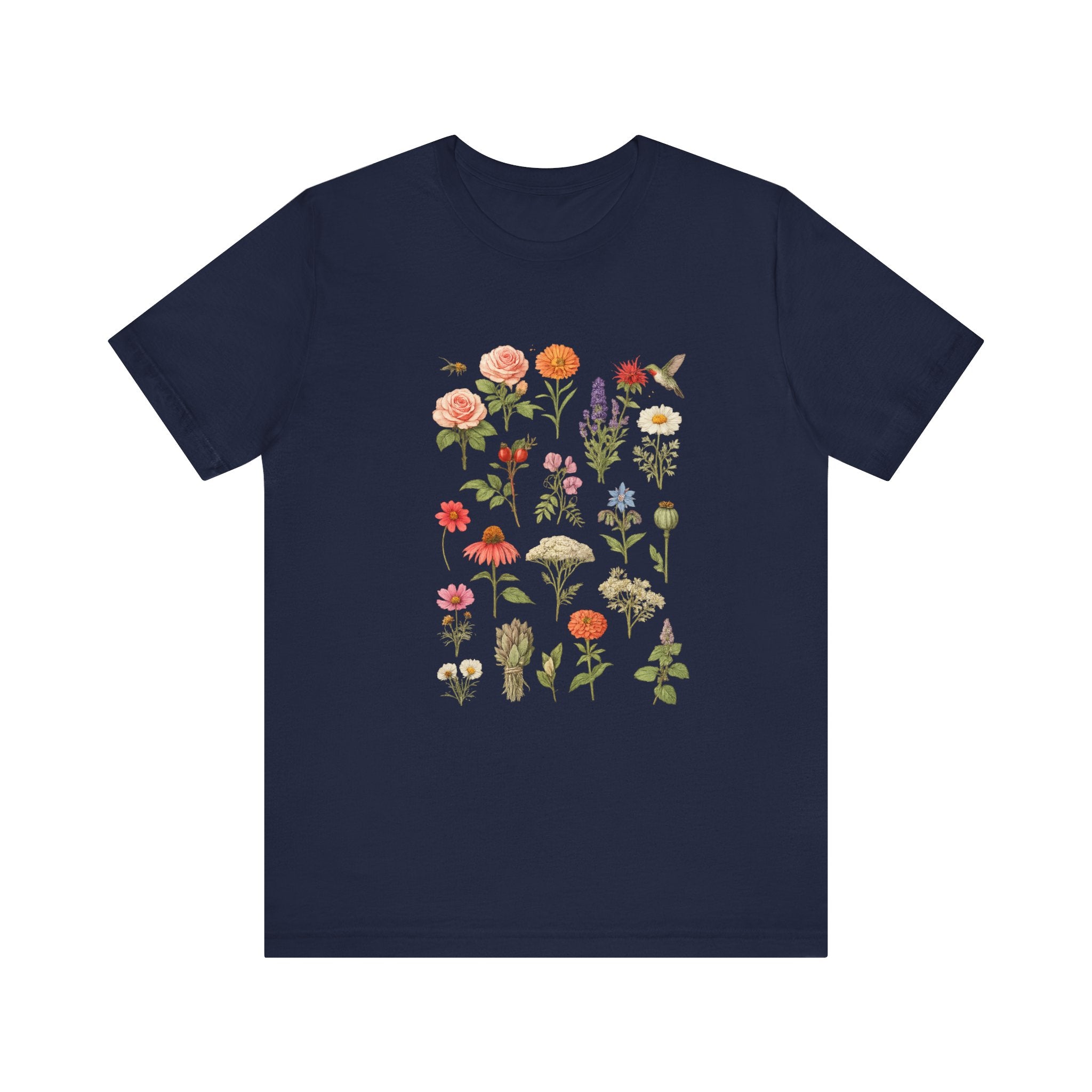 Wildflower Botanical Print Tee | Vintage Floral Illustration, Garden Plants