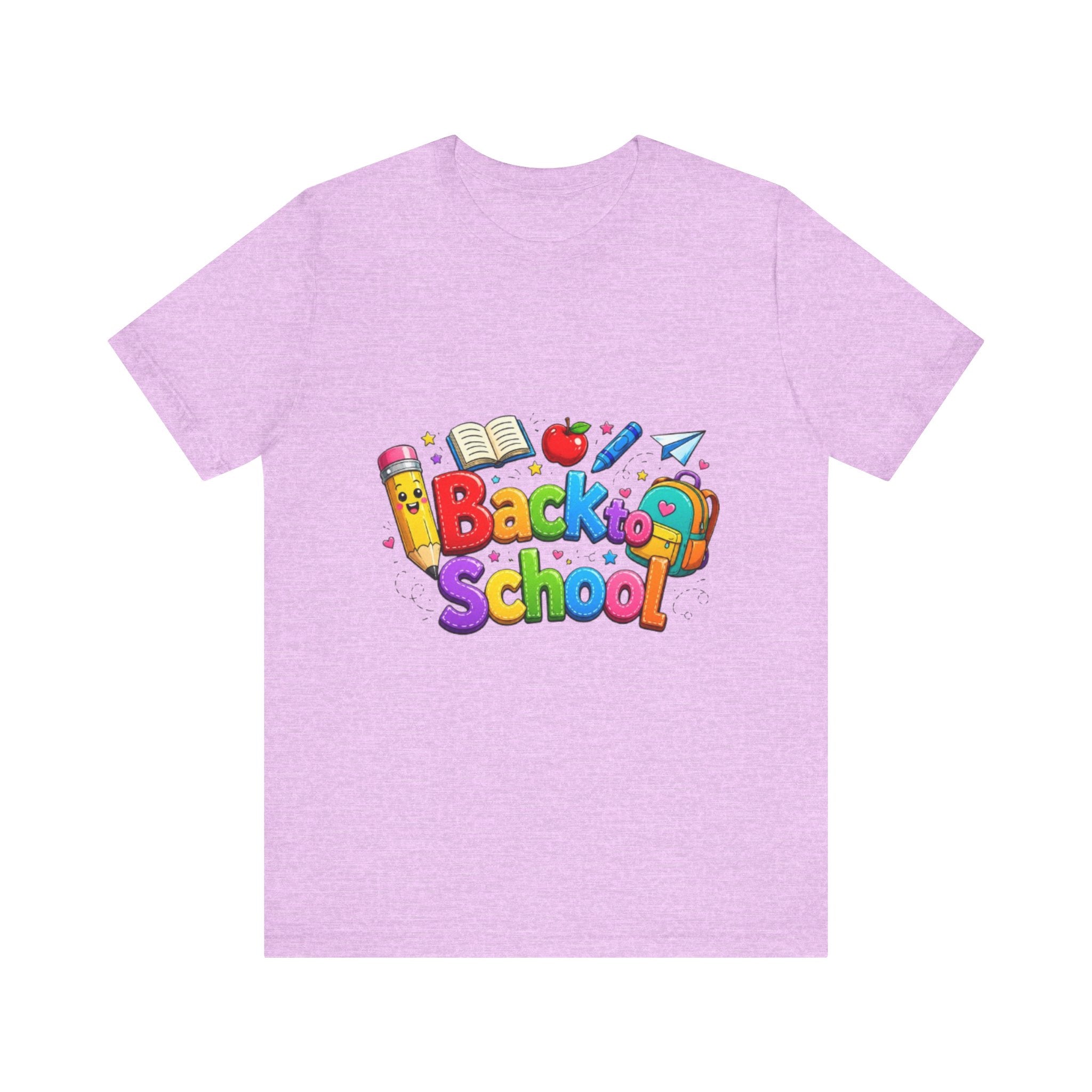 Back to School cartoon graphic Tee | Pencil, apple, books design