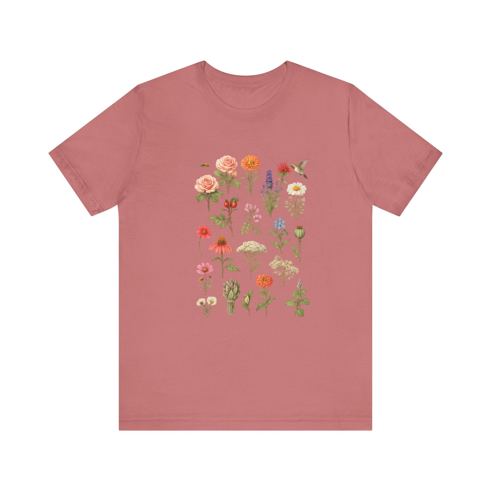 Wildflower Botanical Print Tee | Vintage Floral Illustration, Garden Plants