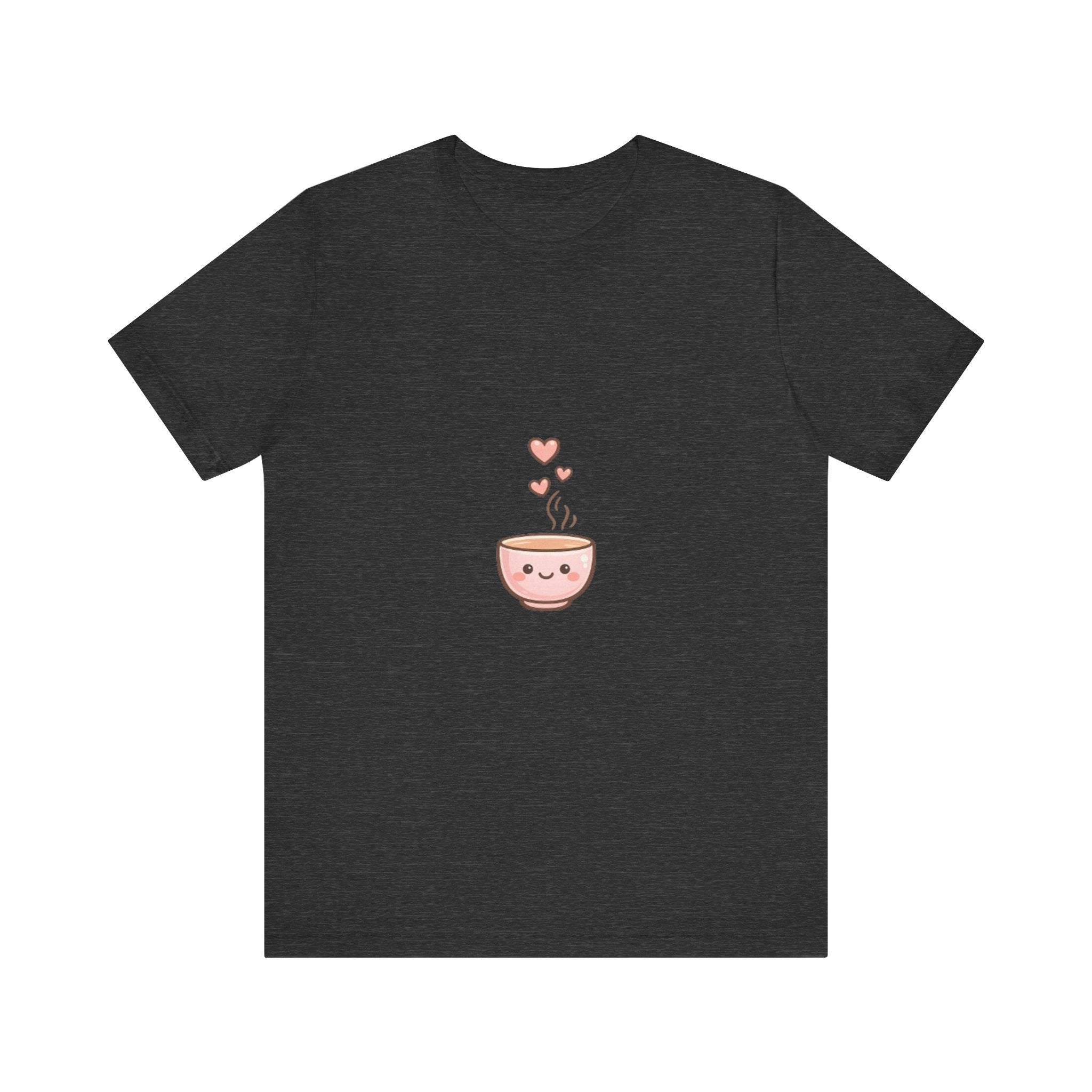 Cute Kawaii Coffee Cup T-Shirt | Smiling Mug with Hearts