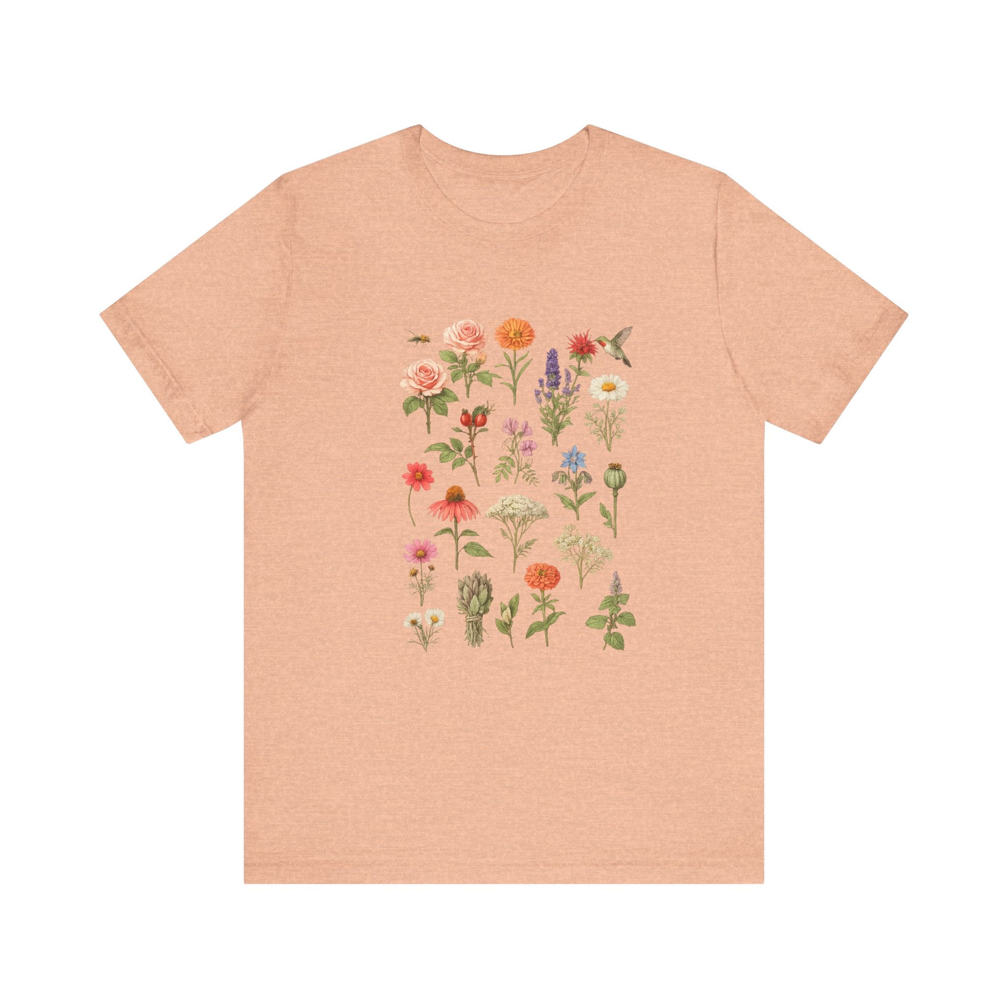 Wildflower Botanical Print Tee | Vintage Floral Illustration, Garden Plants