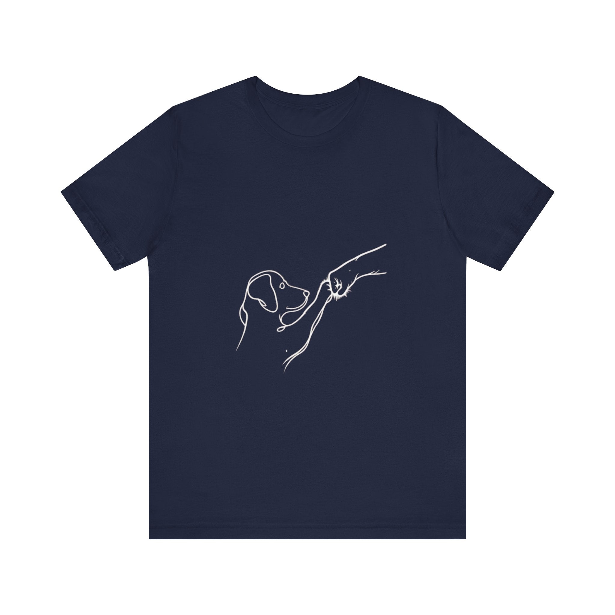 Dog and Moon Line Art Tee | Minimal Pet Illustration, White Shirt