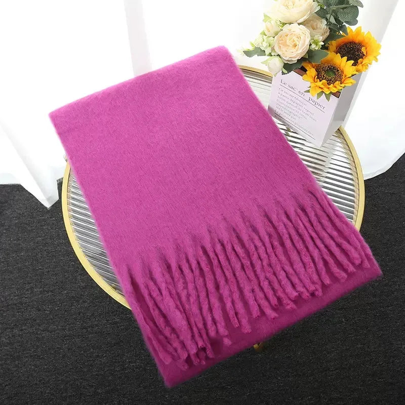 Winter Scarf Women Luxury Autumn Winter Cashmere Scarf Thickened Warm Shawl Classic Tassels Fluffy Scarf Solid Color Soft Shawl scarf and shawl