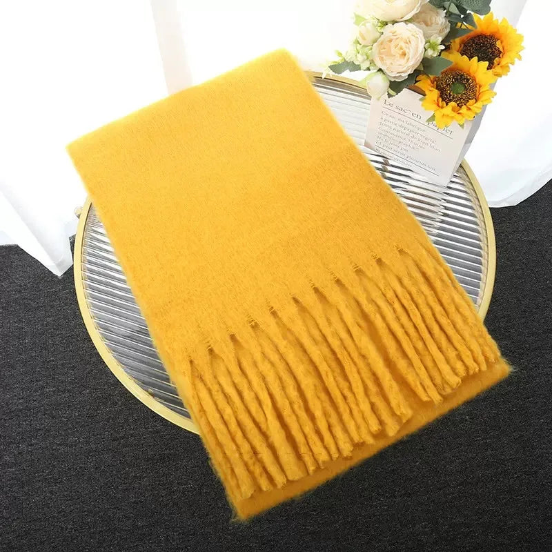 Winter Scarf Women Luxury Autumn Winter Cashmere Scarf Thickened Warm Shawl Classic Tassels Fluffy Scarf Solid Color Soft Shawl scarf and shawl