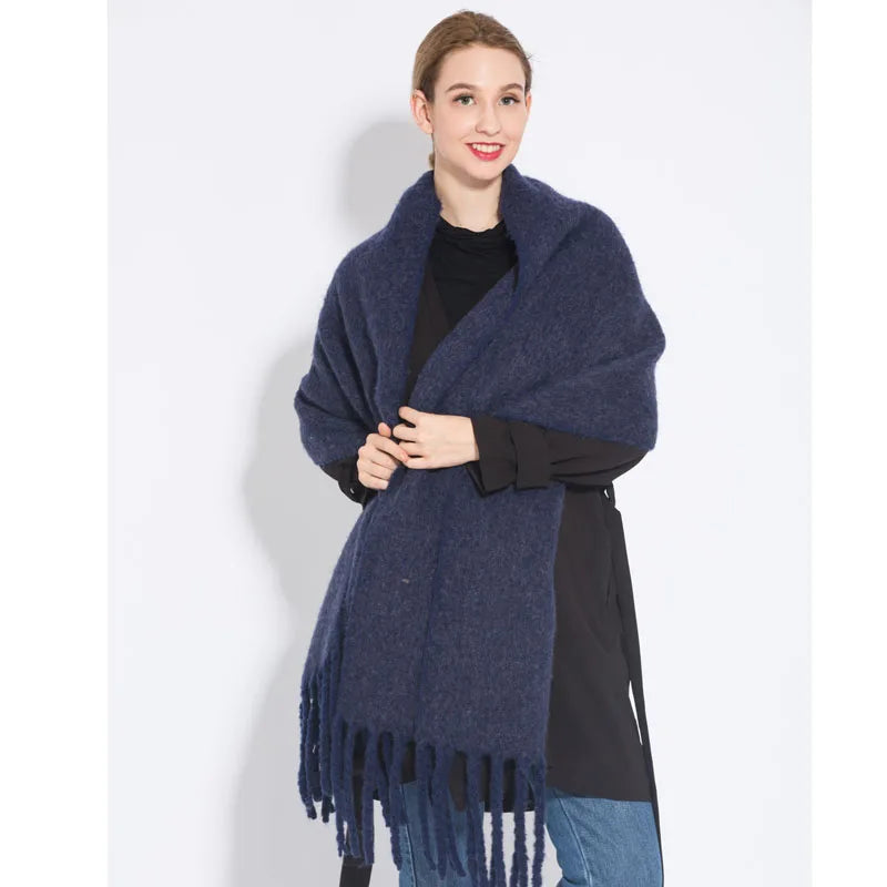 Winter Scarf Women Luxury Autumn Winter Cashmere Scarf Thickened Warm Shawl Classic Tassels Fluffy Scarf Solid Color Soft Shawl scarf and shawl