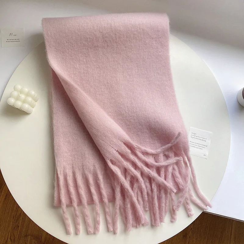 Winter Scarf Women Luxury Autumn Winter Cashmere Scarf Thickened Warm Shawl Classic Tassels Fluffy Scarf Solid Color Soft Shawl scarf and shawl