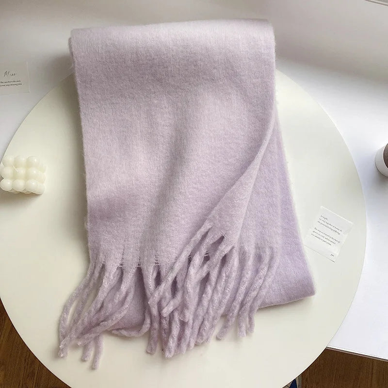 Winter Scarf Women Luxury Autumn Winter Cashmere Scarf Thickened Warm Shawl Classic Tassels Fluffy Scarf Solid Color Soft Shawl scarf and shawl