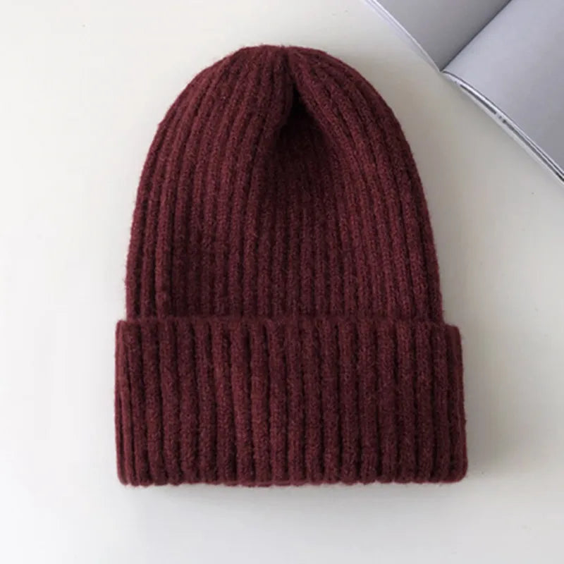 New Candy Colors Winter Hat Women Knitted Hat Warm Soft Trendy Hat Kpop Style Wool Beanie Elegant All-match Hat caps