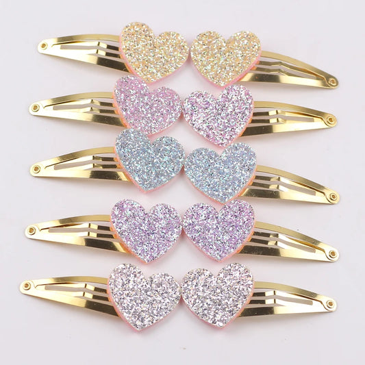 10pcs/lot Small Size Girls Hairclips Glitter Heart  Birthday Gift Baby Girls Hair Accessories Kids  Hair Clip For Children   hairclips