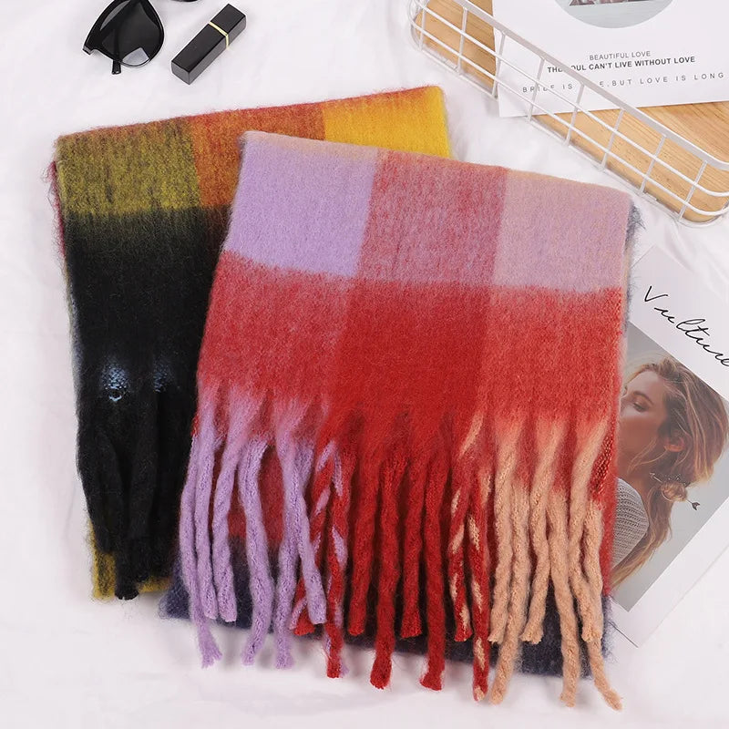 New Men Women Cashmere Scarf Thicked Warm Blanket Colorful Plaid Long Tassels Soft Shawls Neck Wraps Scarves scarf and shawl