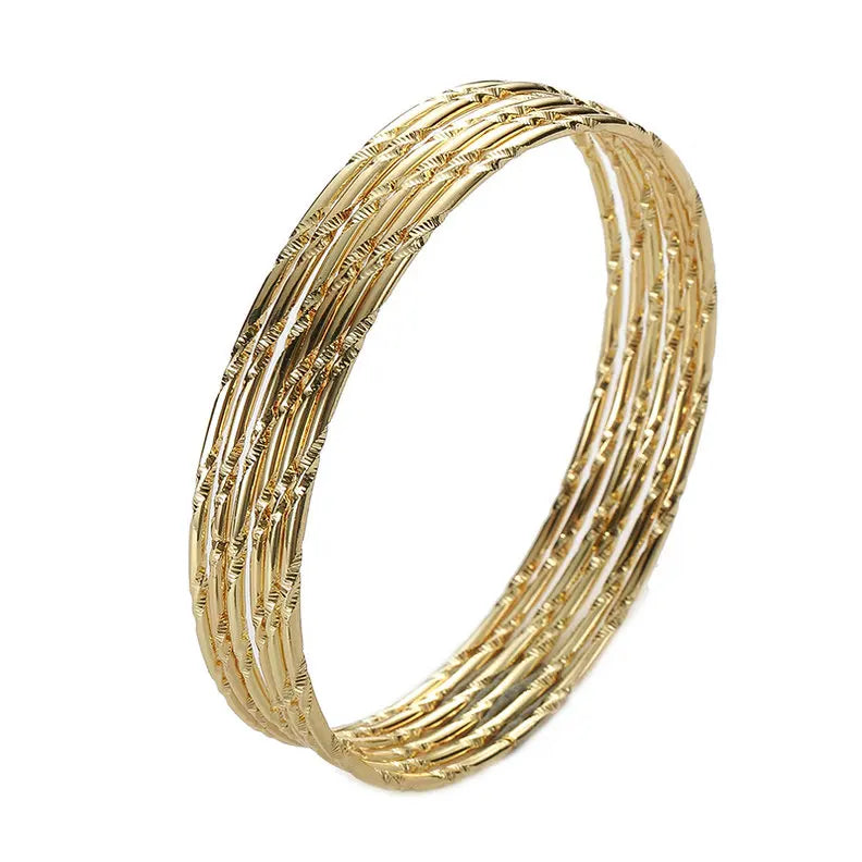 6PC/SET Fashion Gold Plated Silver Color Bangles Bracelets For Women 68mm Big Circle Wire Indian Bangle Jewelry Gifts Wholesale  indian jewellery