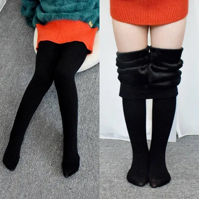 High Quality Winter Fur Girls Leggings Thick Velvet Children Pants Warm Elastic Waist Cotton Kids Girls Trousers bottoms girls