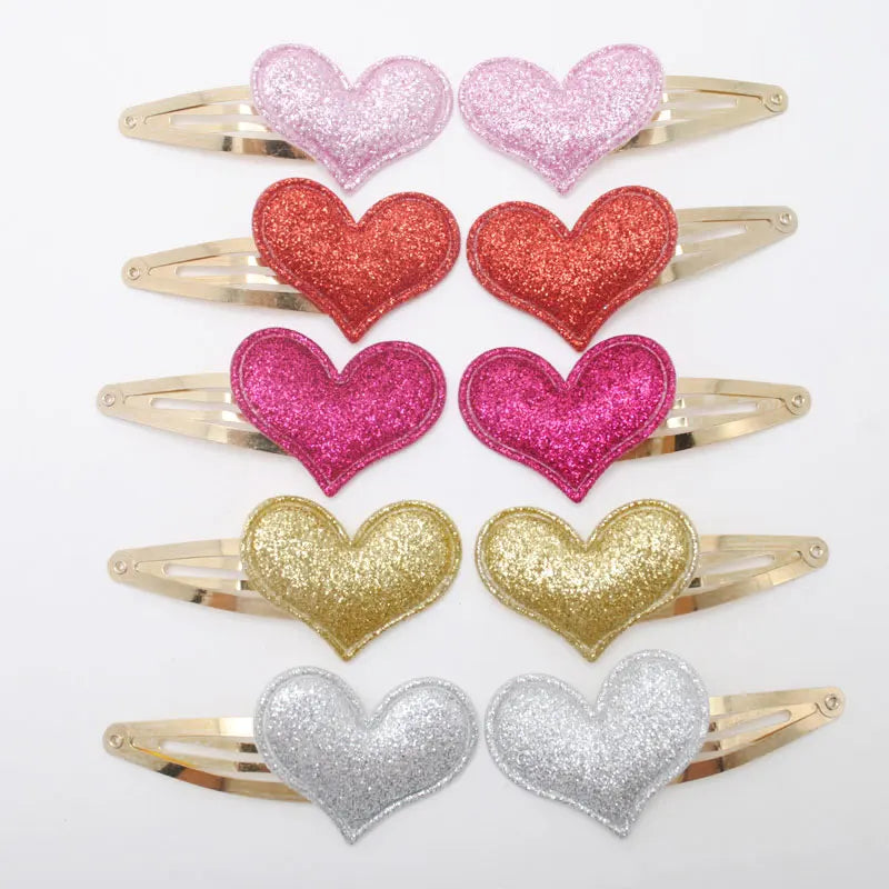 10pcs/lot Small Size Girls Hairclips Glitter Heart  Birthday Gift Baby Girls Hair Accessories Kids  Hair Clip For Children   hairclips