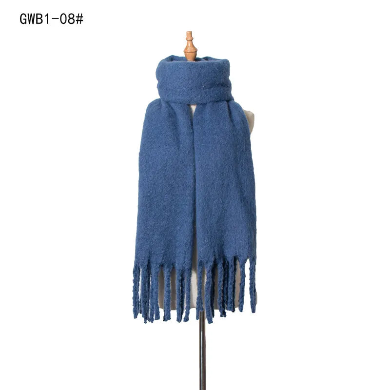 Winter Scarf Women Luxury Autumn Winter Cashmere Scarf Thickened Warm Shawl Classic Tassels Fluffy Scarf Solid Color Soft Shawl scarf and shawl