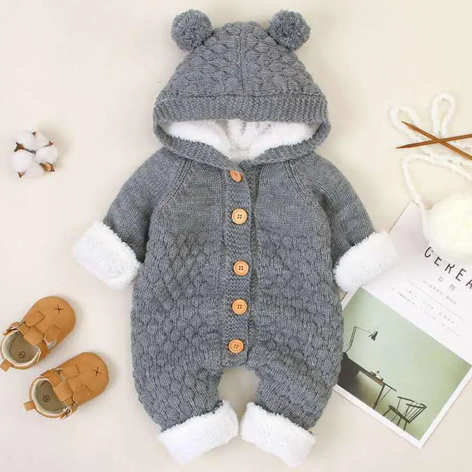 Newborn Baby Clothes Cardigan Hooded Rompers Autumn Winter Girl Boy Fashion Infant Costume Kids Toddler Cashmere Knit Jumpsuit infants boys