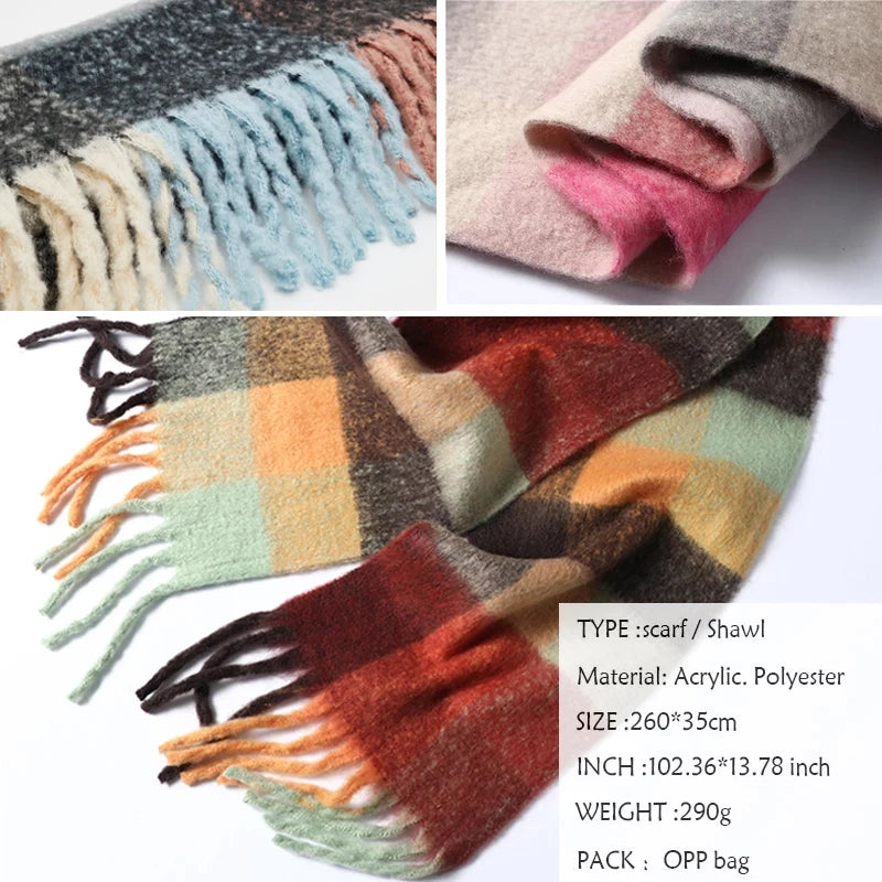 New Men Women Cashmere Scarf Thicked Warm Blanket Colorful Plaid Long Tassels Soft Shawls Neck Wraps Scarves scarf and shawl