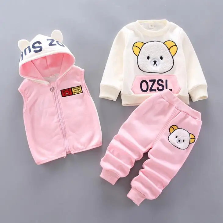 Baby Boys And Girls Clothing Set Tricken Fleece Children Hooded Outerwear Tops Pants 3PCS Outfits Kids Toddler Warm Costume Suit boys dress