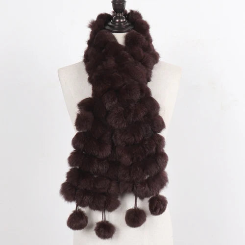 Women Winter Warm Real Rabbit Fur Scarf Hot Sale Natural Rabbit Fur Muffler  Lady 100% Genuine Fur Scarves Wholesale Retail scarf and shawl