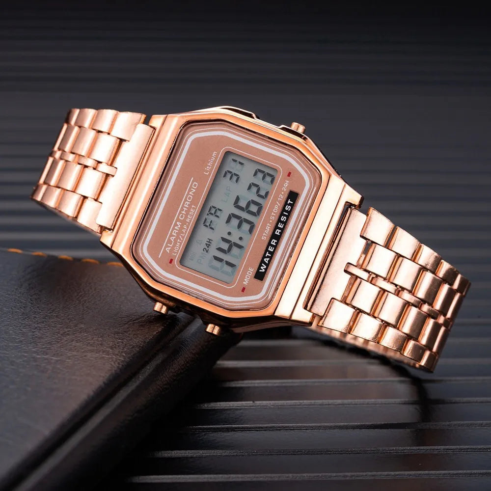 Women's Rose Gold Silicone Watches Women Fashion LED Digital Clock Casual Ladies Electronic Watch Reloj Mujer watch