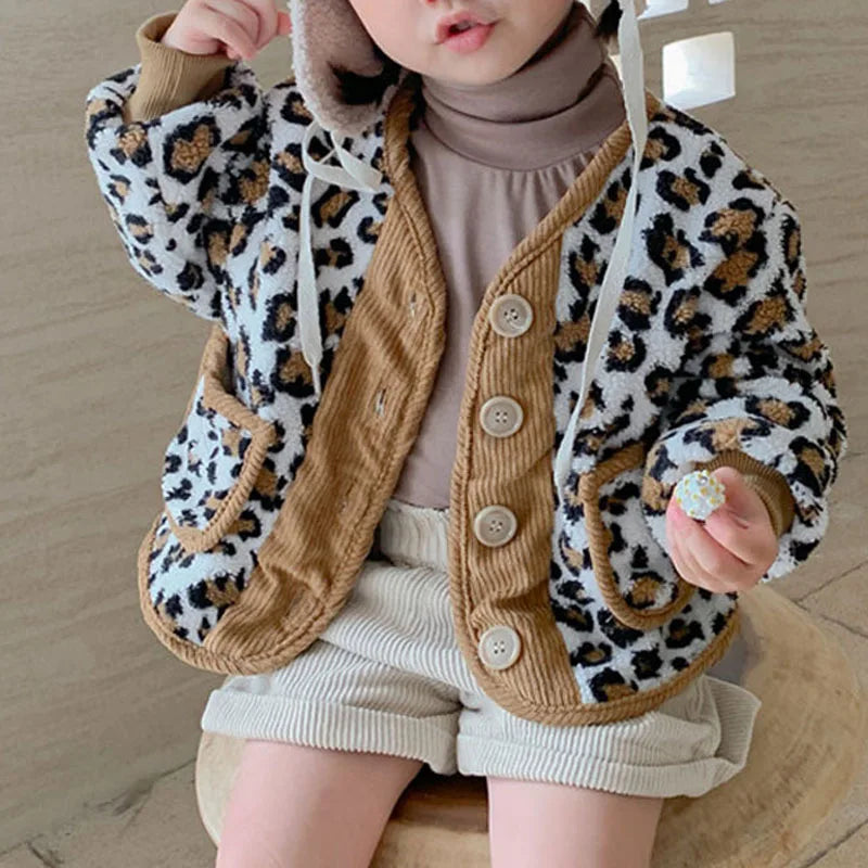 Fall Winter Korean Boys Clothes For Girls Cardigan Granular Velvet  Loose Lamb Velvet Warm Children's Jacket Coat For Girls  girls jackets and coats