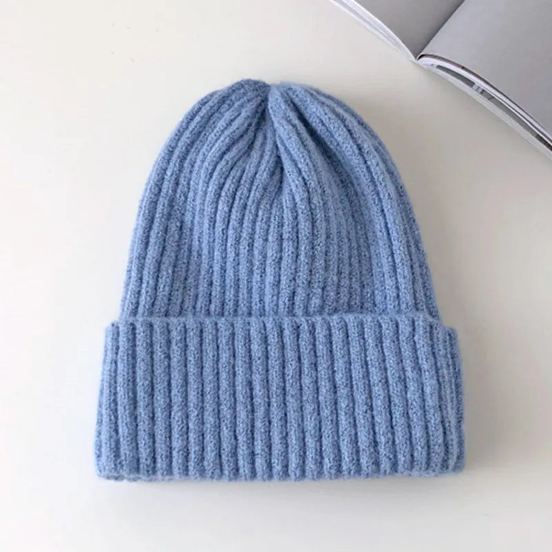 New Candy Colors Winter Hat Women Knitted Hat Warm Soft Trendy Hat Kpop Style Wool Beanie Elegant All-match Hat caps