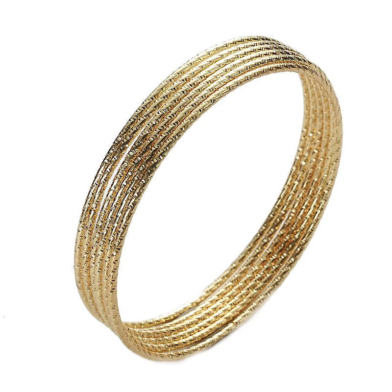 6PC/SET Fashion Gold Plated Silver Color Bangles Bracelets For Women 68mm Big Circle Wire Indian Bangle Jewelry Gifts Wholesale  indian jewellery