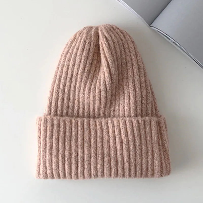 New Candy Colors Winter Hat Women Knitted Hat Warm Soft Trendy Hat Kpop Style Wool Beanie Elegant All-match Hat caps