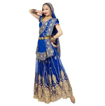 New India Clothing Sarees For Woman  Lehenga Choli Belly Dancing Pakistan Blue Embroideried Gorgeous party lehnga