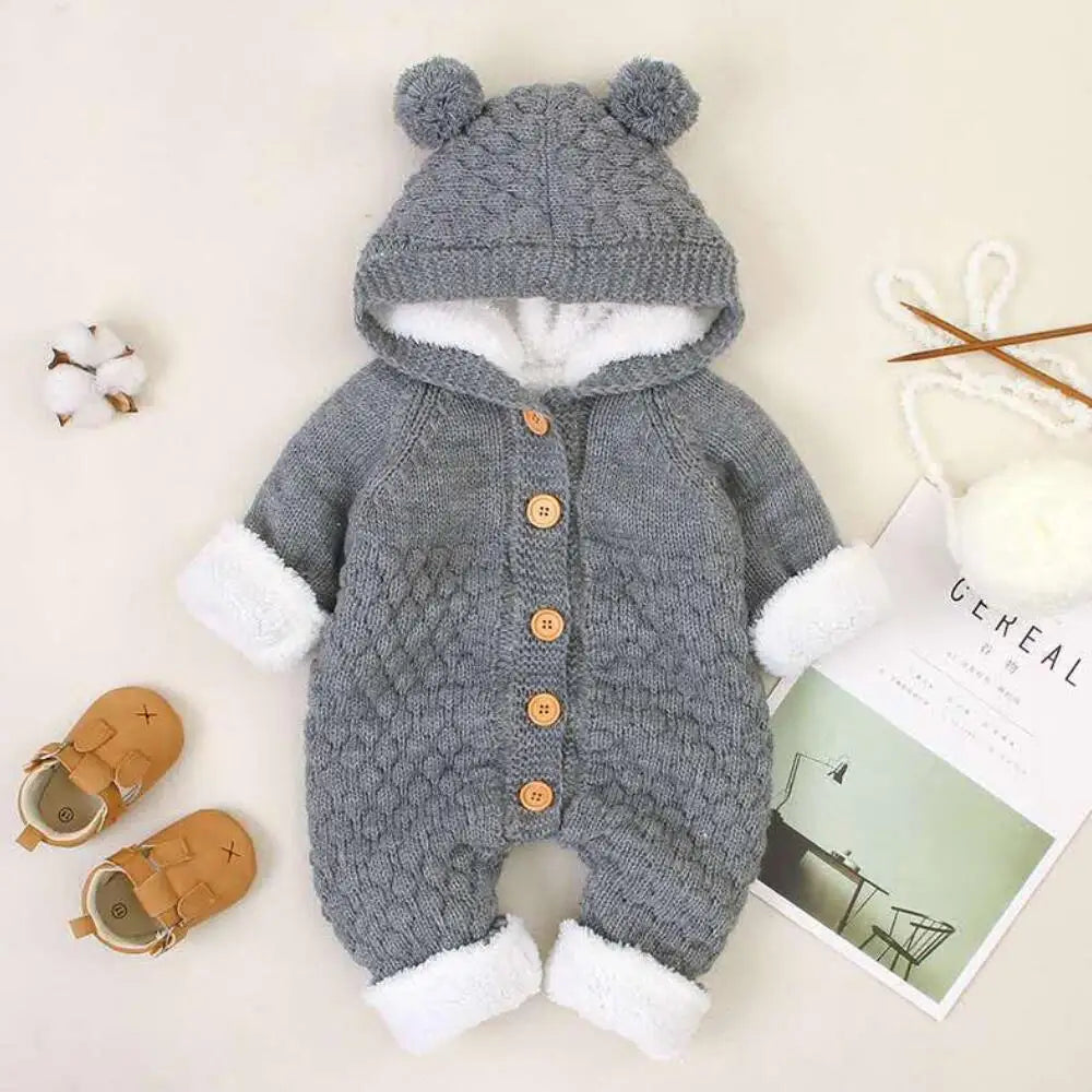 Newborn Baby Clothes Cardigan Hooded Rompers Autumn Winter Girl Boy Fashion Infant Costume Kids Toddler Cashmere Knit Jumpsuit infants boys