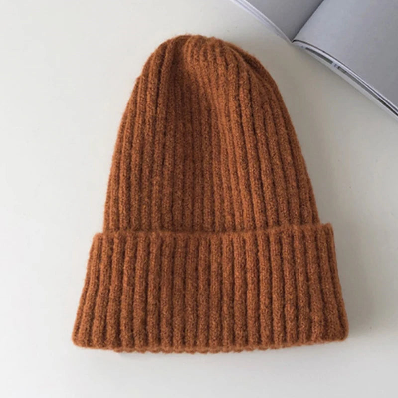 New Candy Colors Winter Hat Women Knitted Hat Warm Soft Trendy Hat Kpop Style Wool Beanie Elegant All-match Hat caps