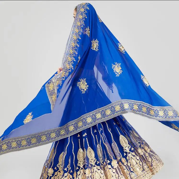 New India Clothing Sarees For Woman  Lehenga Choli Belly Dancing Pakistan Blue Embroideried Gorgeous party lehnga