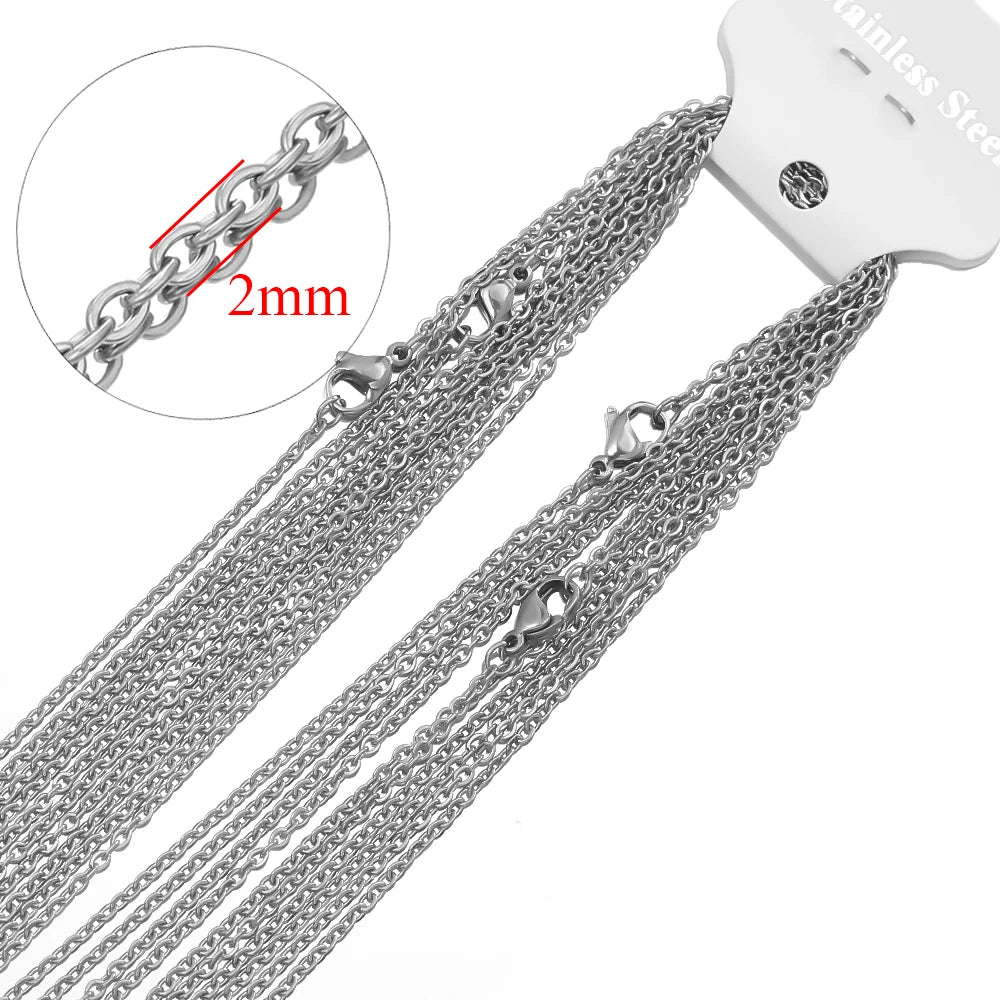 10Pcs/lot  50cm Stainless Steel Link Chains Necklaces Cuban Cross Chains Accessories for DIY Gifts Jewelry Making Bulk Wholesale  necklace