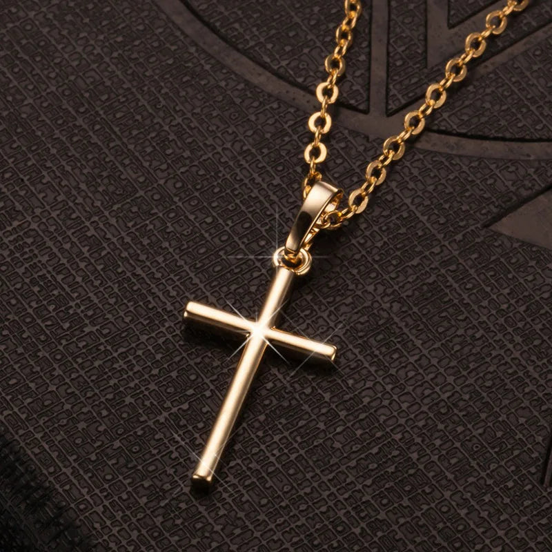 Fashion Female Cross Pendants dropshipping Gold Black Color Crystal Jesus Cross Pendant Necklace Jewelry For Men/Women Wholesale  necklace