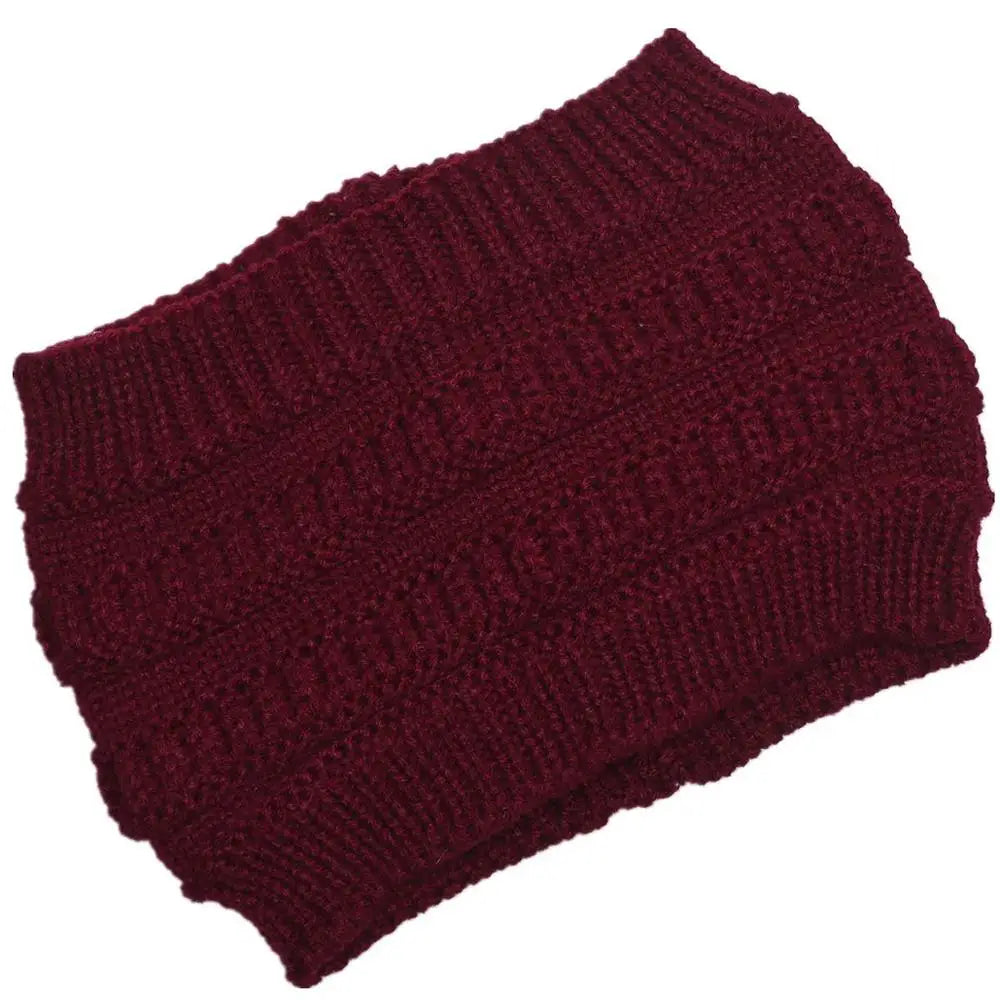 New Women Autumn Winter Ponytail Beanie Hat Solid Color Lady Stretch Knitted Crochet Beanies Hat Cap For Women caps